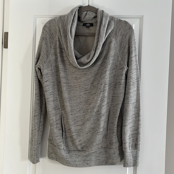 ALO Yoga Cowl Neck Sweater Grey Medium - Picture 1 of 5